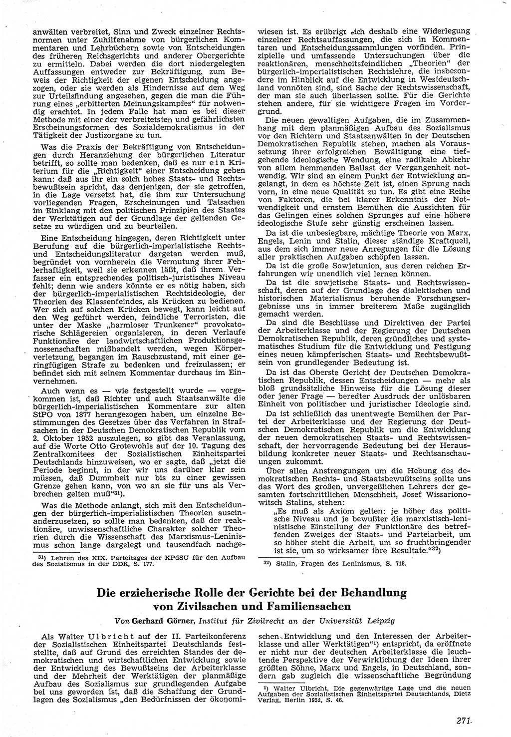 Neue Justiz (NJ), Zeitschrift für Recht und Rechtswissenschaft [Deutsche Demokratische Republik (DDR)], 7. Jahrgang 1953, Seite 271 (NJ DDR 1953, S. 271)