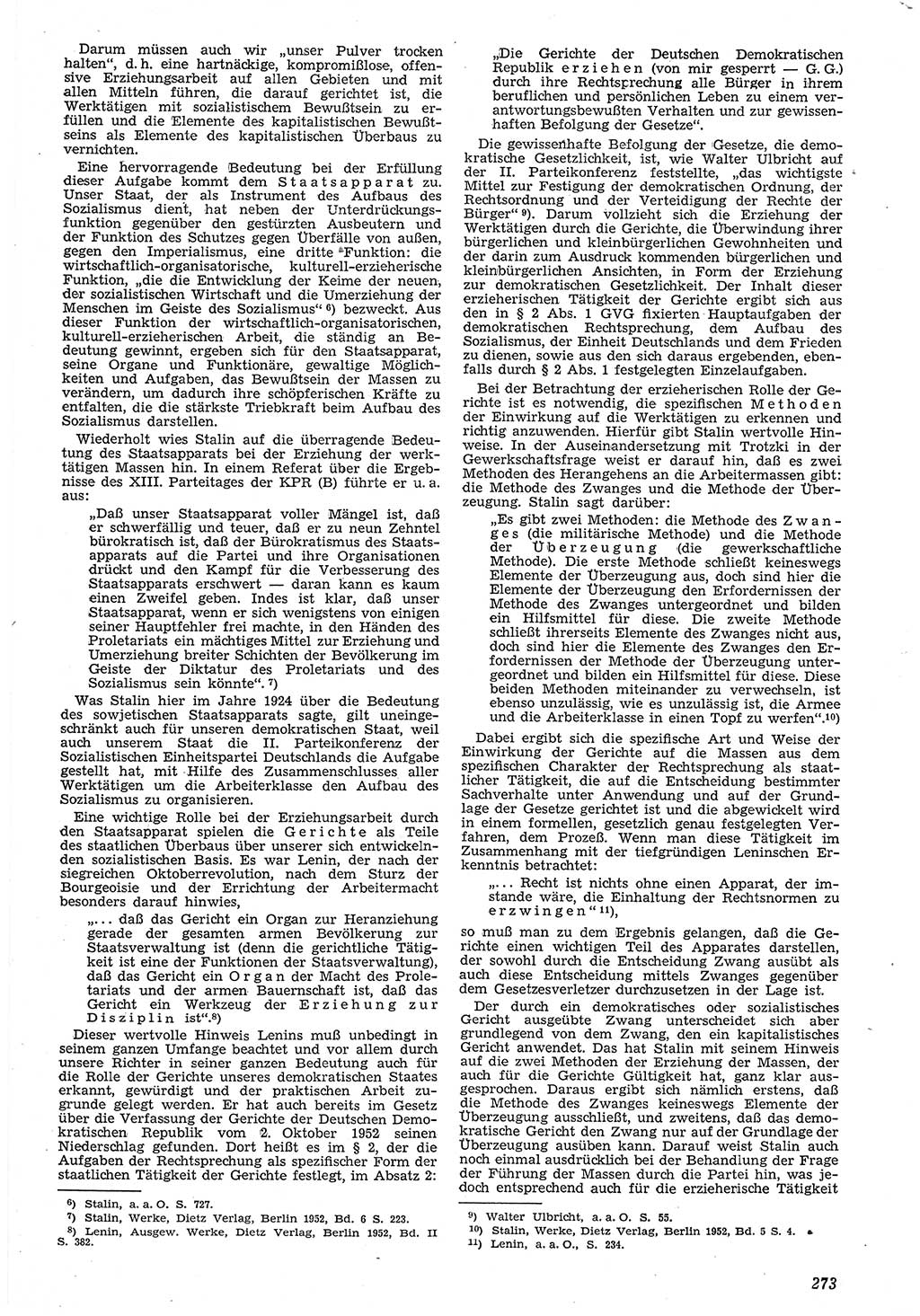 Neue Justiz (NJ), Zeitschrift für Recht und Rechtswissenschaft [Deutsche Demokratische Republik (DDR)], 7. Jahrgang 1953, Seite 273 (NJ DDR 1953, S. 273)