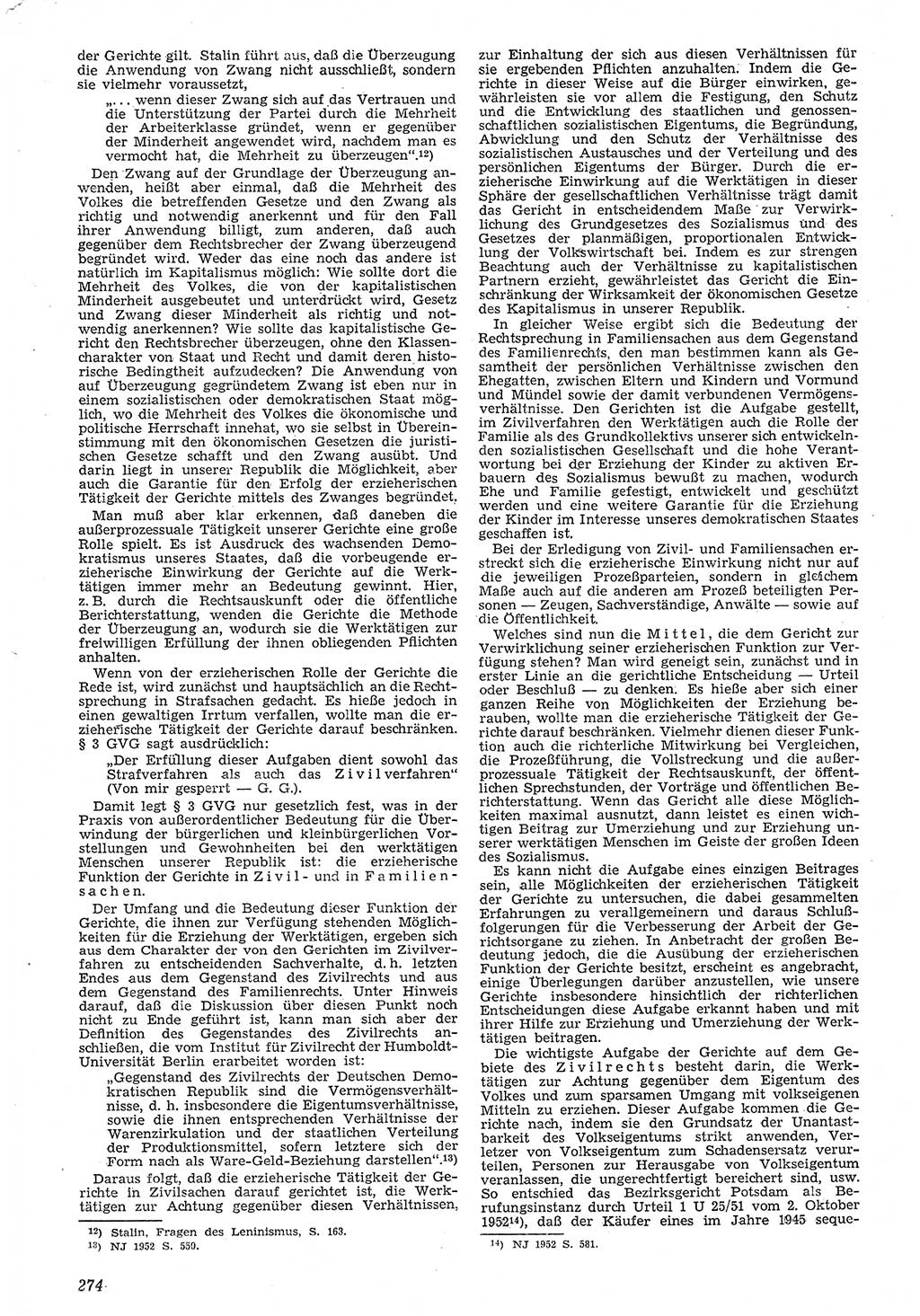 Neue Justiz (NJ), Zeitschrift für Recht und Rechtswissenschaft [Deutsche Demokratische Republik (DDR)], 7. Jahrgang 1953, Seite 274 (NJ DDR 1953, S. 274)