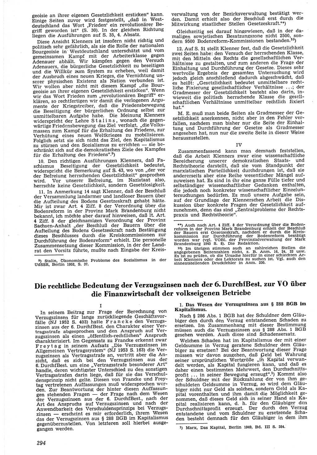 Neue Justiz (NJ), Zeitschrift für Recht und Rechtswissenschaft [Deutsche Demokratische Republik (DDR)], 7. Jahrgang 1953, Seite 294 (NJ DDR 1953, S. 294)