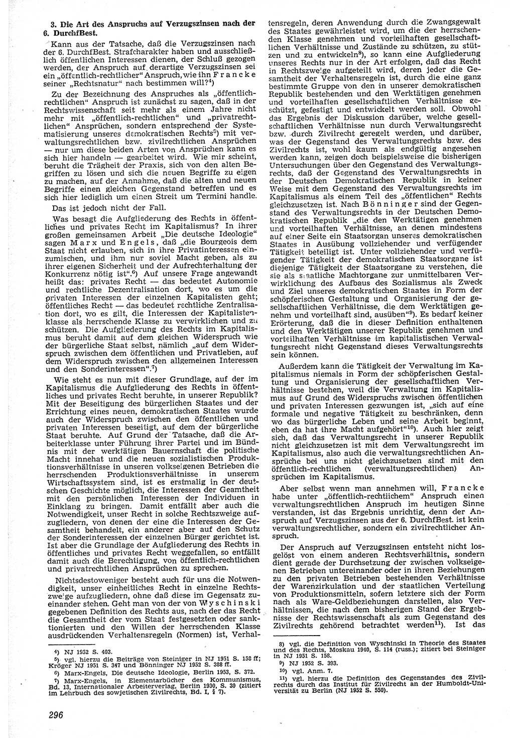 Neue Justiz (NJ), Zeitschrift für Recht und Rechtswissenschaft [Deutsche Demokratische Republik (DDR)], 7. Jahrgang 1953, Seite 296 (NJ DDR 1953, S. 296)
