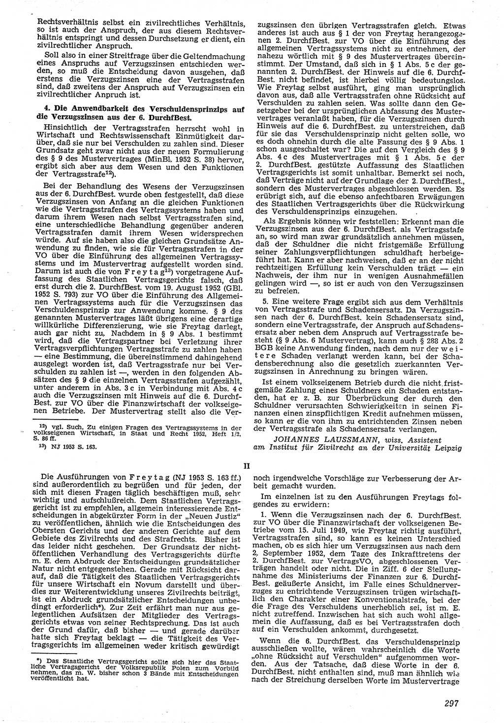 Neue Justiz (NJ), Zeitschrift für Recht und Rechtswissenschaft [Deutsche Demokratische Republik (DDR)], 7. Jahrgang 1953, Seite 297 (NJ DDR 1953, S. 297)
