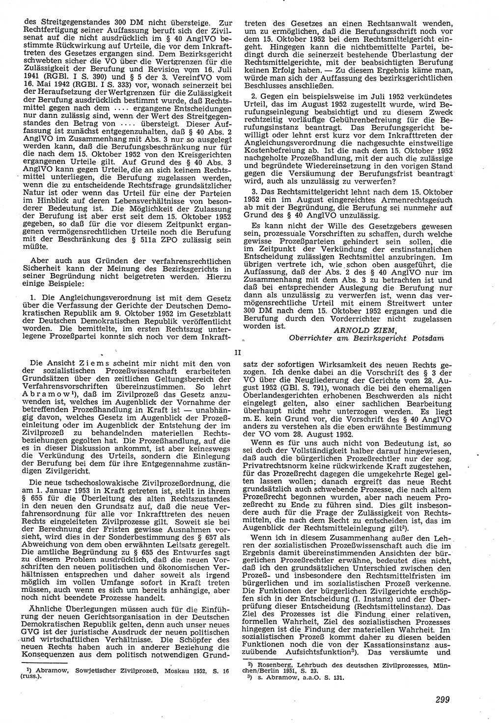 Neue Justiz (NJ), Zeitschrift für Recht und Rechtswissenschaft [Deutsche Demokratische Republik (DDR)], 7. Jahrgang 1953, Seite 299 (NJ DDR 1953, S. 299)