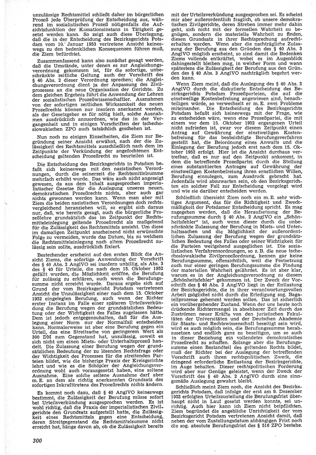 Neue Justiz (NJ), Zeitschrift für Recht und Rechtswissenschaft [Deutsche Demokratische Republik (DDR)], 7. Jahrgang 1953, Seite 300 (NJ DDR 1953, S. 300)