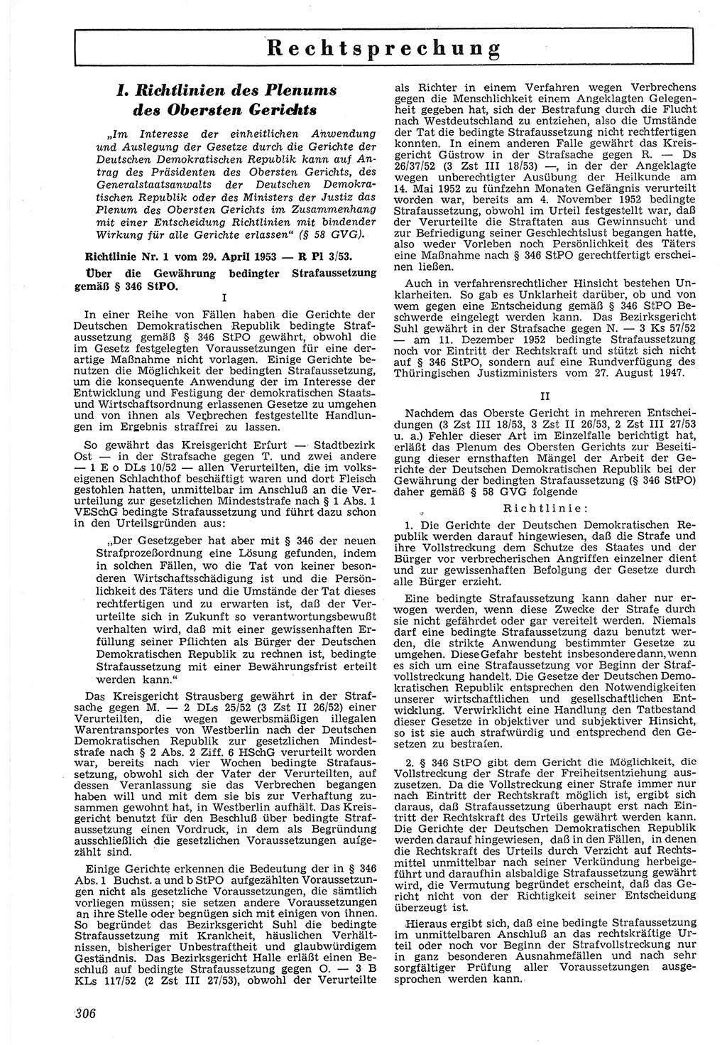 Neue Justiz (NJ), Zeitschrift für Recht und Rechtswissenschaft [Deutsche Demokratische Republik (DDR)], 7. Jahrgang 1953, Seite 306 (NJ DDR 1953, S. 306)
