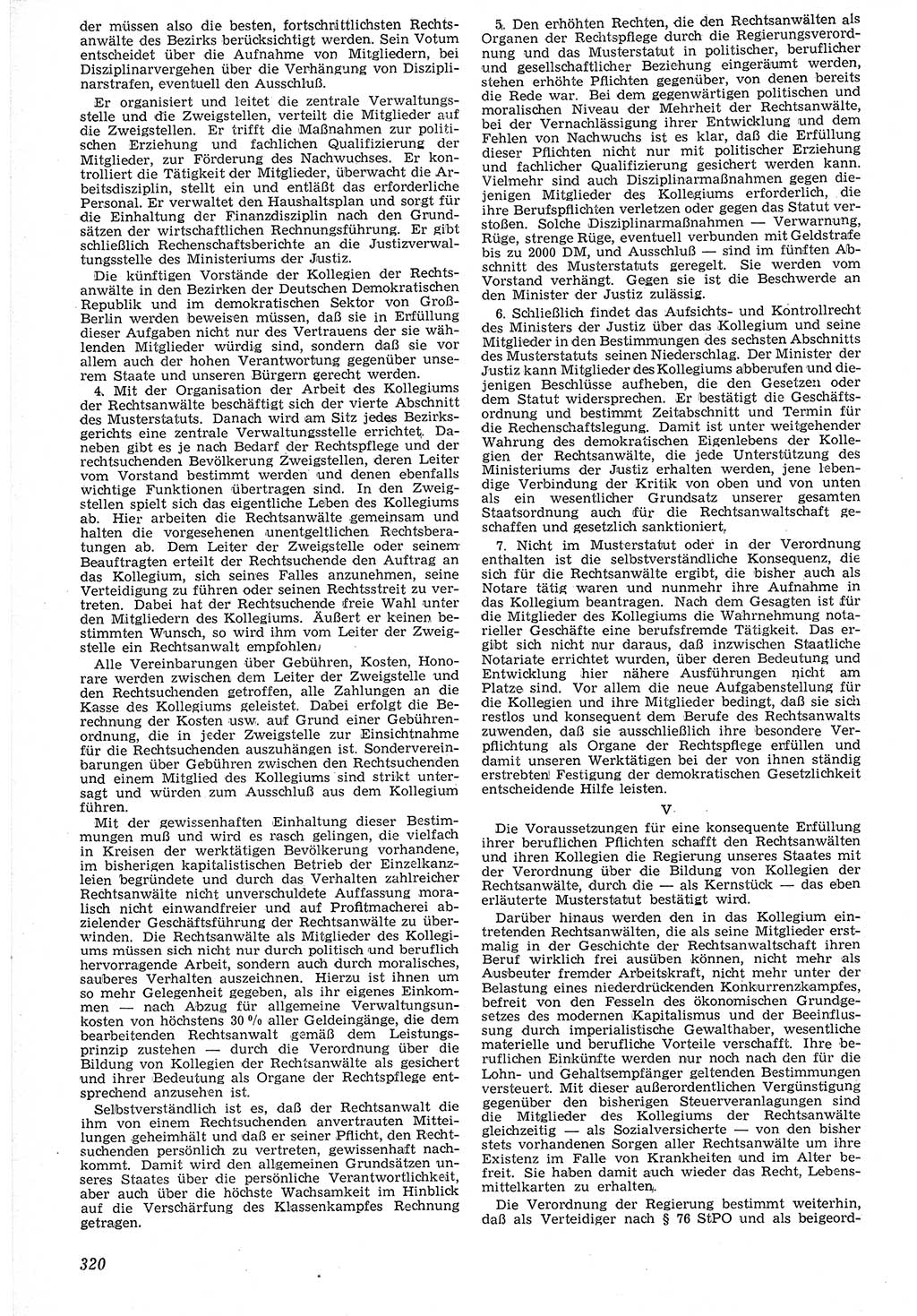 Neue Justiz (NJ), Zeitschrift für Recht und Rechtswissenschaft [Deutsche Demokratische Republik (DDR)], 7. Jahrgang 1953, Seite 320 (NJ DDR 1953, S. 320)