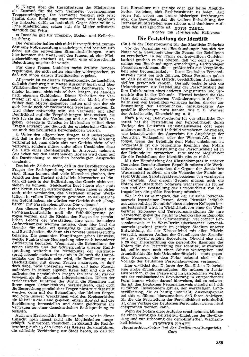 Neue Justiz (NJ), Zeitschrift für Recht und Rechtswissenschaft [Deutsche Demokratische Republik (DDR)], 7. Jahrgang 1953, Seite 335 (NJ DDR 1953, S. 335)