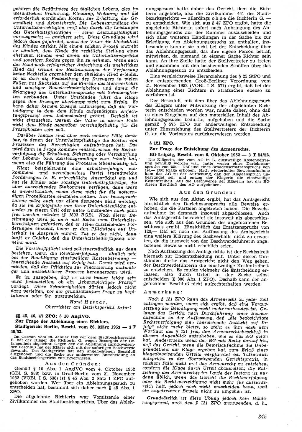Neue Justiz (NJ), Zeitschrift für Recht und Rechtswissenschaft [Deutsche Demokratische Republik (DDR)], 7. Jahrgang 1953, Seite 345 (NJ DDR 1953, S. 345)