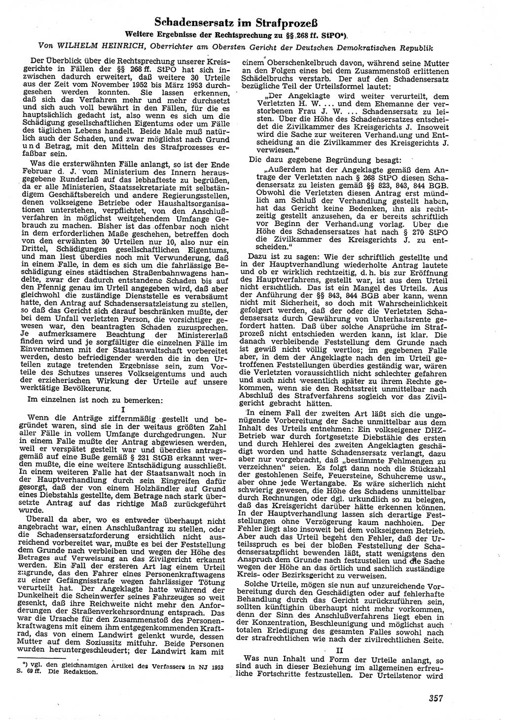 Neue Justiz (NJ), Zeitschrift für Recht und Rechtswissenschaft [Deutsche Demokratische Republik (DDR)], 7. Jahrgang 1953, Seite 357 (NJ DDR 1953, S. 357)