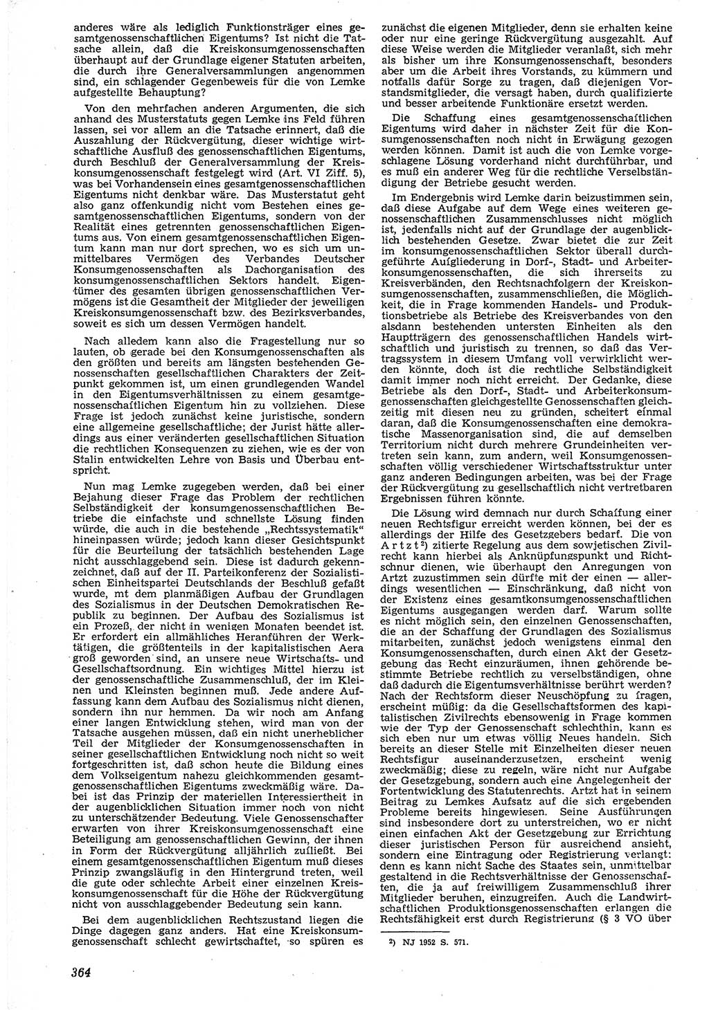 Neue Justiz (NJ), Zeitschrift für Recht und Rechtswissenschaft [Deutsche Demokratische Republik (DDR)], 7. Jahrgang 1953, Seite 364 (NJ DDR 1953, S. 364)