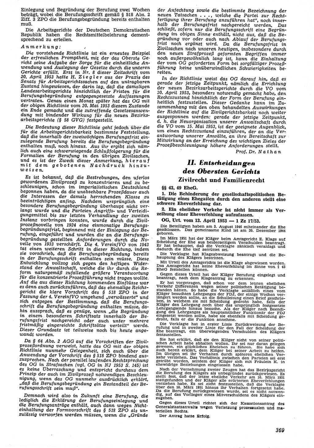 Neue Justiz (NJ), Zeitschrift für Recht und Rechtswissenschaft [Deutsche Demokratische Republik (DDR)], 7. Jahrgang 1953, Seite 369 (NJ DDR 1953, S. 369)