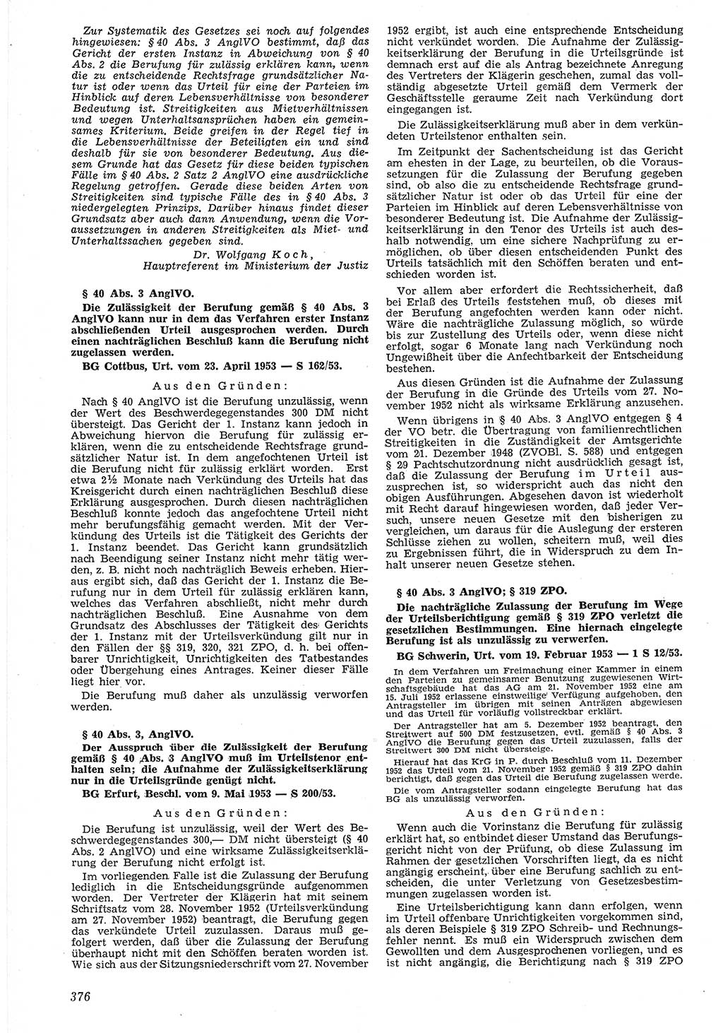 Neue Justiz (NJ), Zeitschrift für Recht und Rechtswissenschaft [Deutsche Demokratische Republik (DDR)], 7. Jahrgang 1953, Seite 376 (NJ DDR 1953, S. 376)