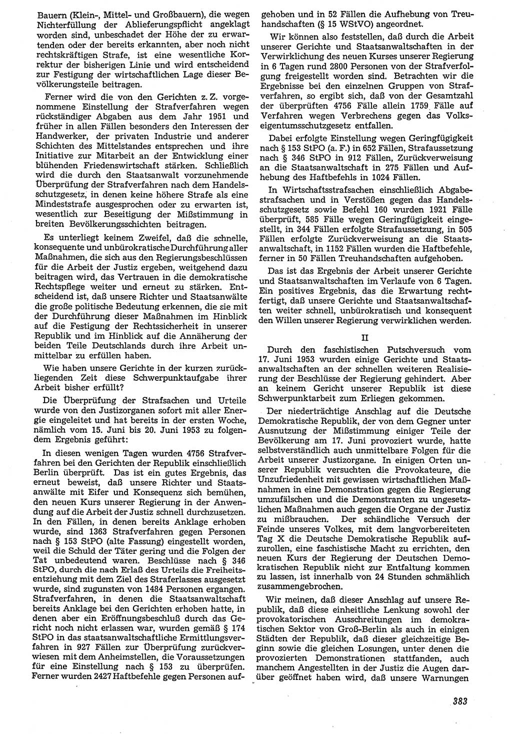 Neue Justiz (NJ), Zeitschrift für Recht und Rechtswissenschaft [Deutsche Demokratische Republik (DDR)], 7. Jahrgang 1953, Seite 383 (NJ DDR 1953, S. 383)