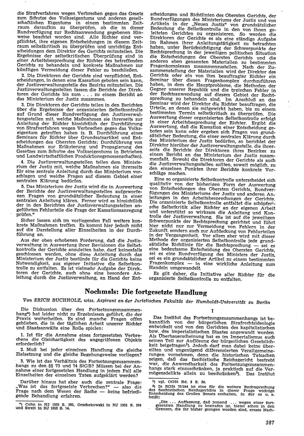 Neue Justiz (NJ), Zeitschrift für Recht und Rechtswissenschaft [Deutsche Demokratische Republik (DDR)], 7. Jahrgang 1953, Seite 387 (NJ DDR 1953, S. 387)