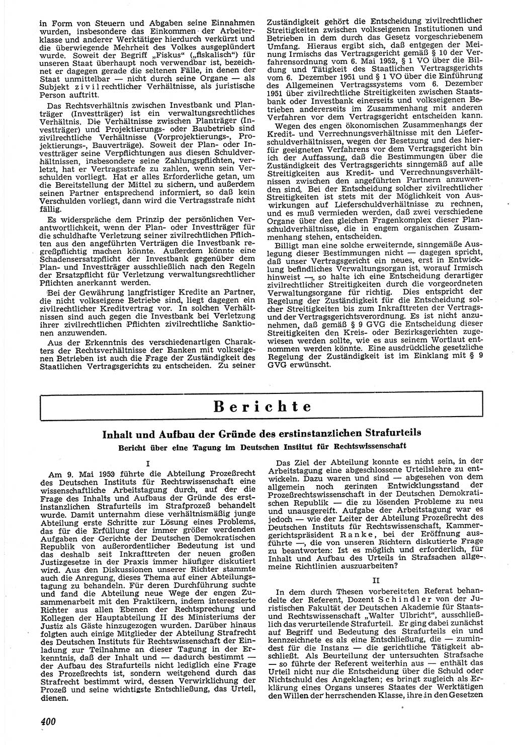 Neue Justiz (NJ), Zeitschrift für Recht und Rechtswissenschaft [Deutsche Demokratische Republik (DDR)], 7. Jahrgang 1953, Seite 400 (NJ DDR 1953, S. 400)