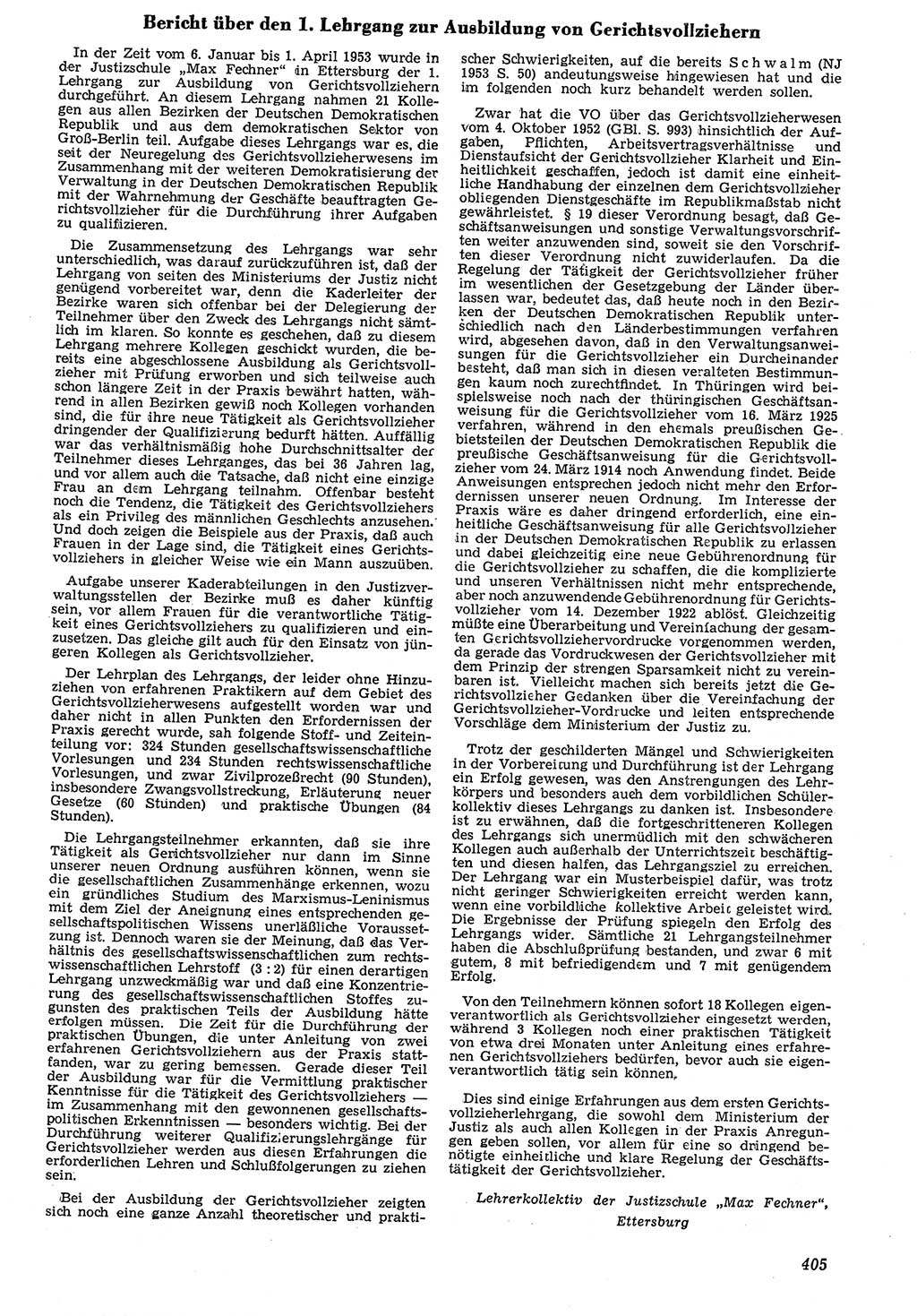 Neue Justiz (NJ), Zeitschrift für Recht und Rechtswissenschaft [Deutsche Demokratische Republik (DDR)], 7. Jahrgang 1953, Seite 405 (NJ DDR 1953, S. 405)