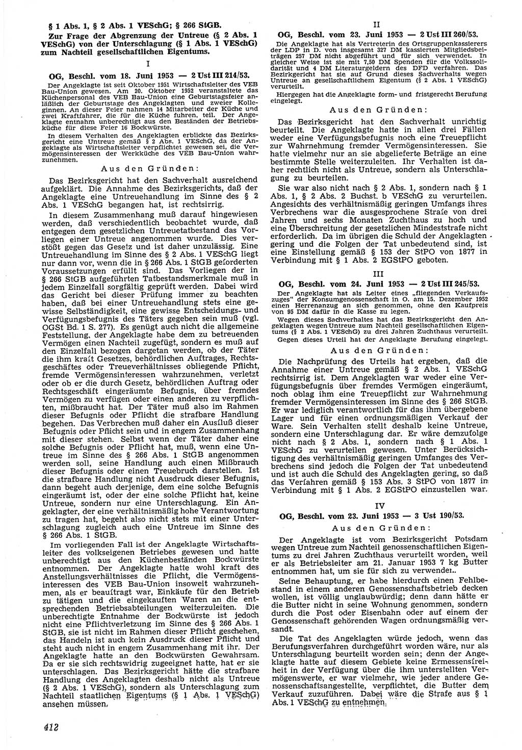 Neue Justiz (NJ), Zeitschrift für Recht und Rechtswissenschaft [Deutsche Demokratische Republik (DDR)], 7. Jahrgang 1953, Seite 412 (NJ DDR 1953, S. 412)