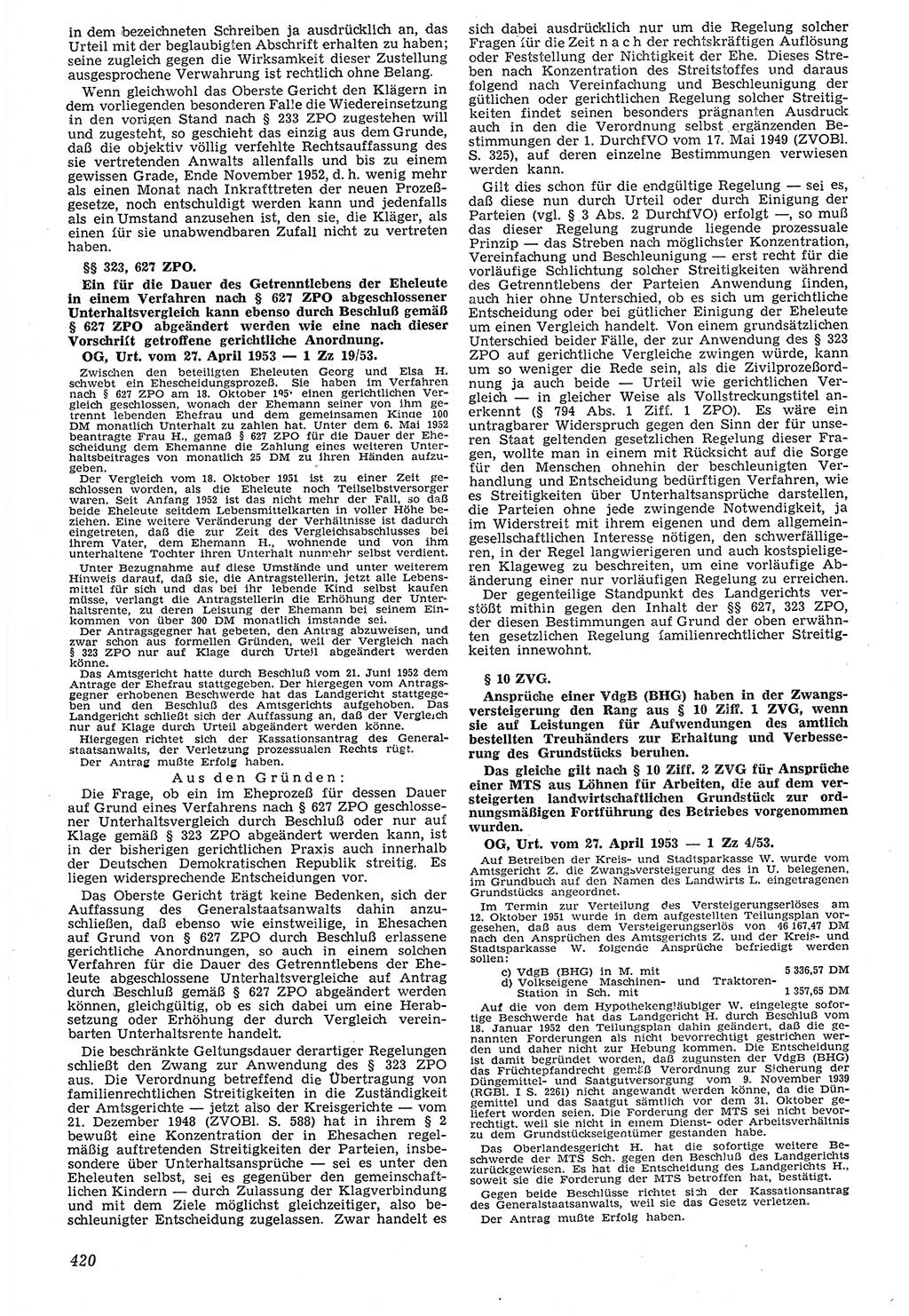 Neue Justiz (NJ), Zeitschrift für Recht und Rechtswissenschaft [Deutsche Demokratische Republik (DDR)], 7. Jahrgang 1953, Seite 420 (NJ DDR 1953, S. 420)
