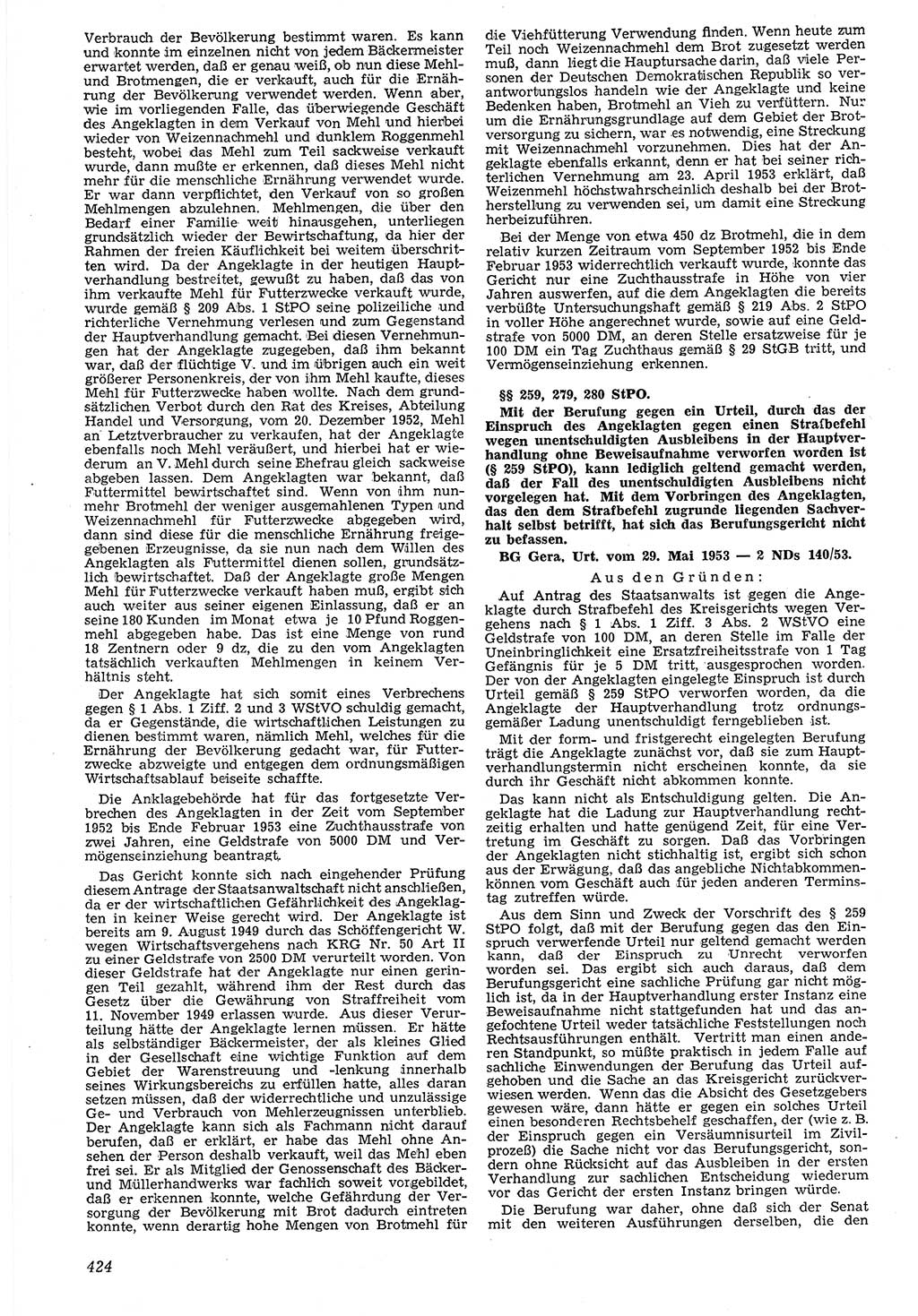 Neue Justiz (NJ), Zeitschrift für Recht und Rechtswissenschaft [Deutsche Demokratische Republik (DDR)], 7. Jahrgang 1953, Seite 424 (NJ DDR 1953, S. 424)