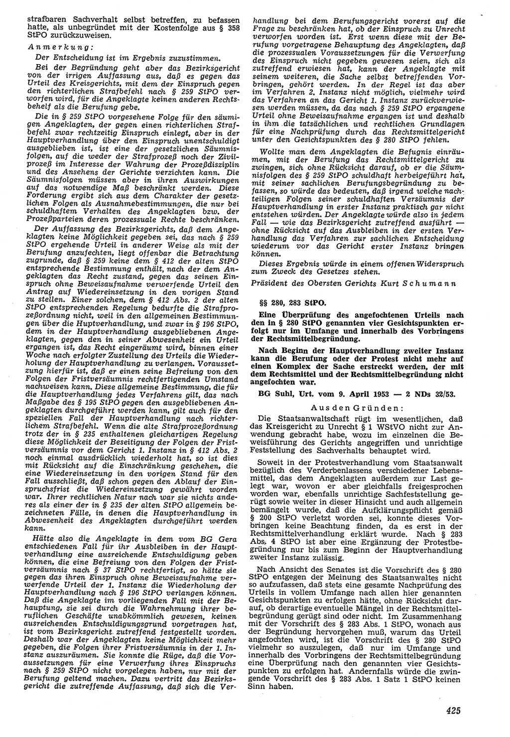 Neue Justiz (NJ), Zeitschrift für Recht und Rechtswissenschaft [Deutsche Demokratische Republik (DDR)], 7. Jahrgang 1953, Seite 425 (NJ DDR 1953, S. 425)