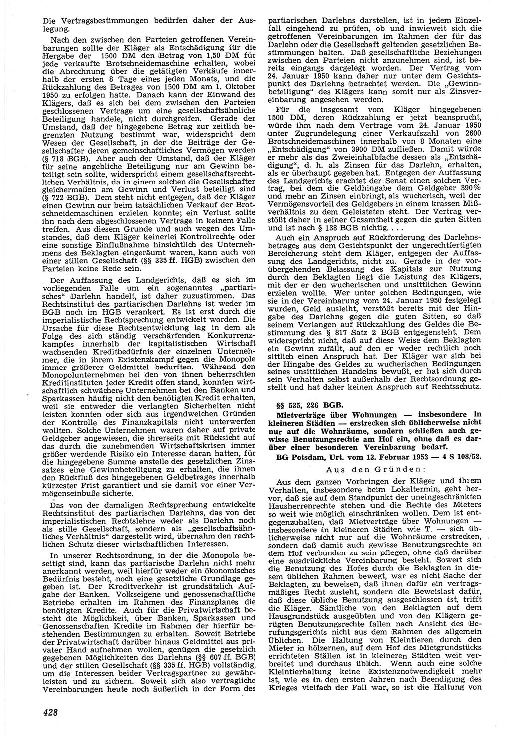 Neue Justiz (NJ), Zeitschrift für Recht und Rechtswissenschaft [Deutsche Demokratische Republik (DDR)], 7. Jahrgang 1953, Seite 428 (NJ DDR 1953, S. 428)