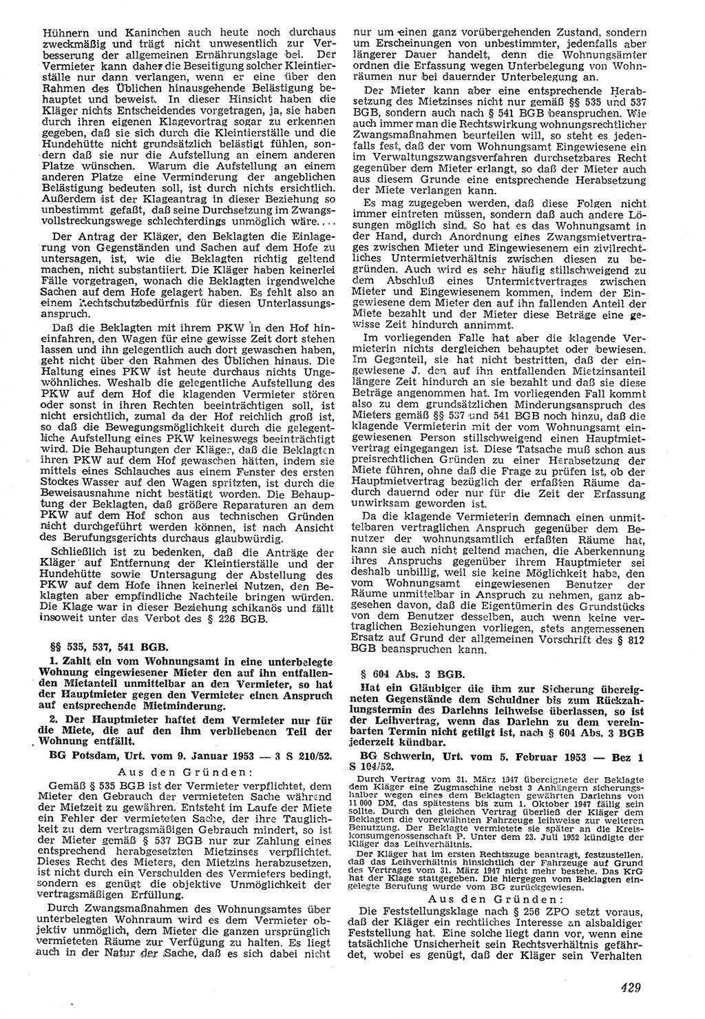 Neue Justiz (NJ), Zeitschrift für Recht und Rechtswissenschaft [Deutsche Demokratische Republik (DDR)], 7. Jahrgang 1953, Seite 429 (NJ DDR 1953, S. 429)