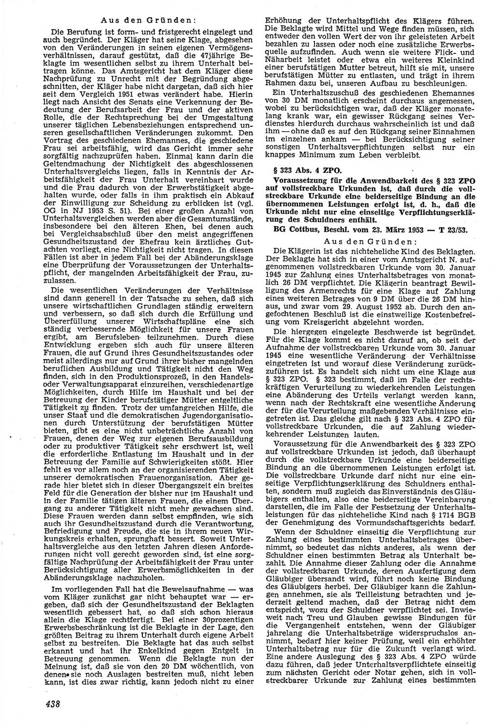 Neue Justiz (NJ), Zeitschrift für Recht und Rechtswissenschaft [Deutsche Demokratische Republik (DDR)], 7. Jahrgang 1953, Seite 438 (NJ DDR 1953, S. 438)