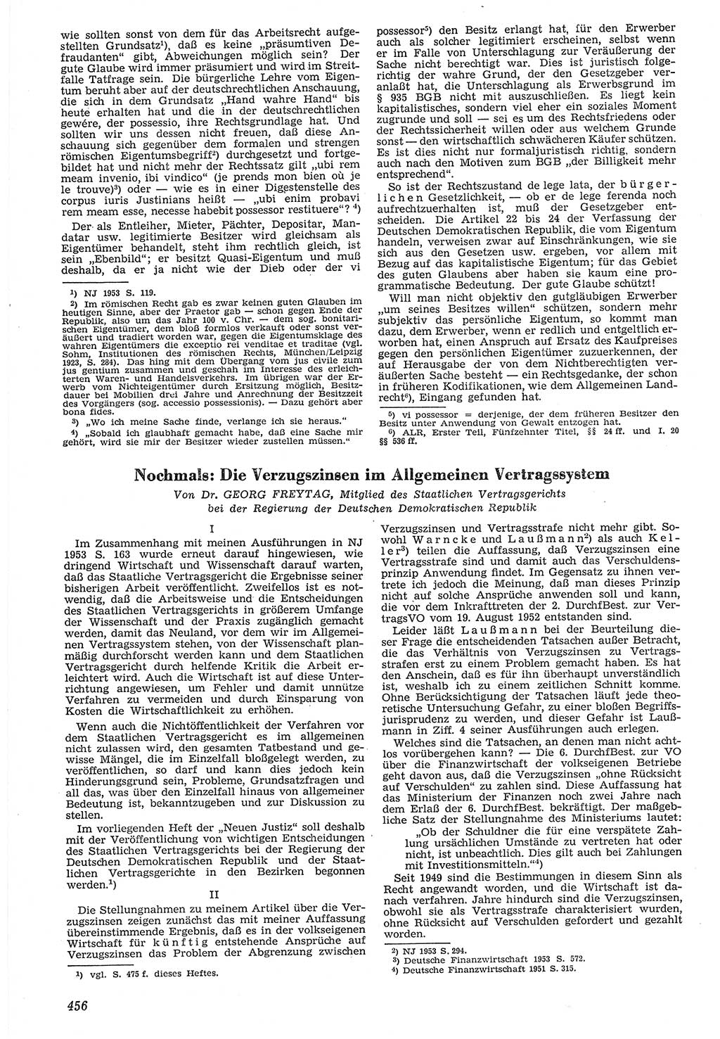 Neue Justiz (NJ), Zeitschrift für Recht und Rechtswissenschaft [Deutsche Demokratische Republik (DDR)], 7. Jahrgang 1953, Seite 456 (NJ DDR 1953, S. 456)