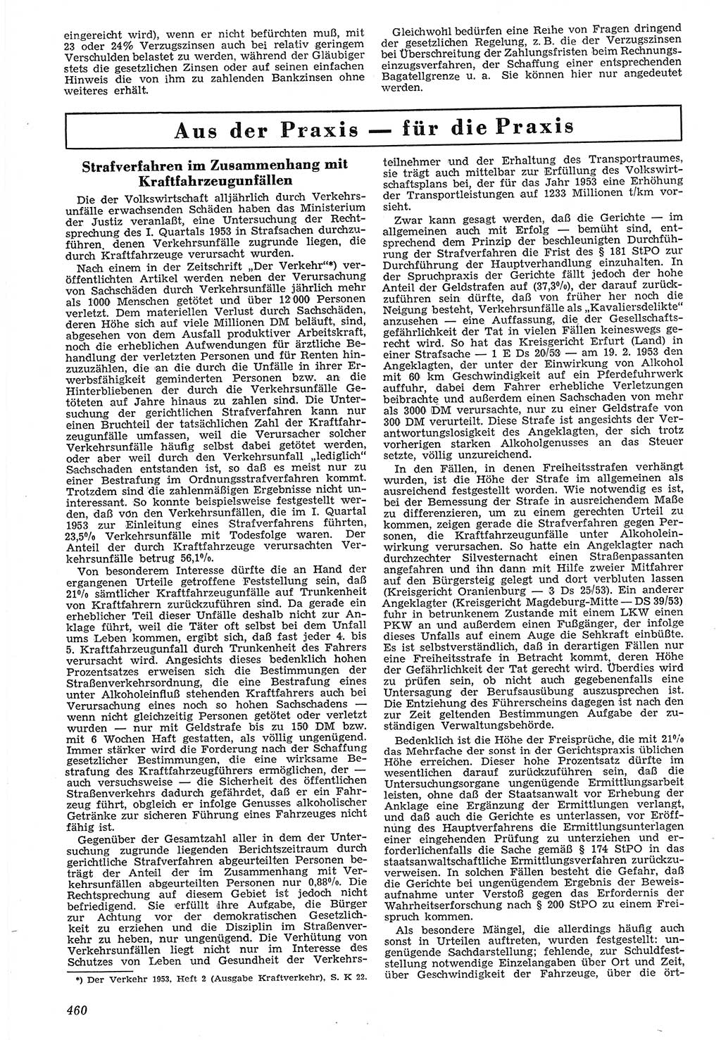 Neue Justiz (NJ), Zeitschrift für Recht und Rechtswissenschaft [Deutsche Demokratische Republik (DDR)], 7. Jahrgang 1953, Seite 460 (NJ DDR 1953, S. 460)