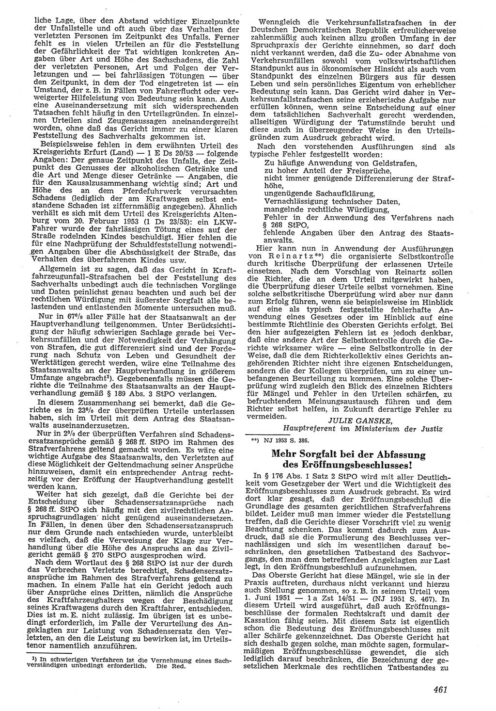 Neue Justiz (NJ), Zeitschrift für Recht und Rechtswissenschaft [Deutsche Demokratische Republik (DDR)], 7. Jahrgang 1953, Seite 461 (NJ DDR 1953, S. 461)