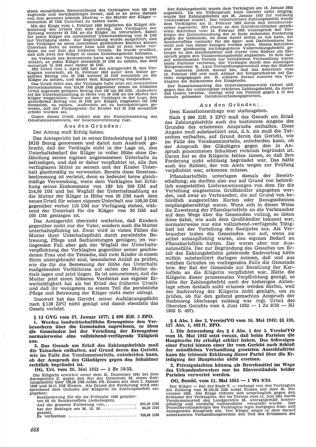 Neue Justiz (NJ), Zeitschrift für Recht und Rechtswissenschaft [Deutsche Demokratische Republik (DDR)], 7. Jahrgang 1953, Seite 468 (NJ DDR 1953, S. 468)