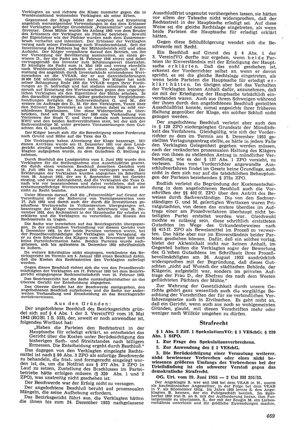 Neue Justiz (NJ), Zeitschrift für Recht und Rechtswissenschaft [Deutsche Demokratische Republik (DDR)], 7. Jahrgang 1953, Seite 469 (NJ DDR 1953, S. 469)
