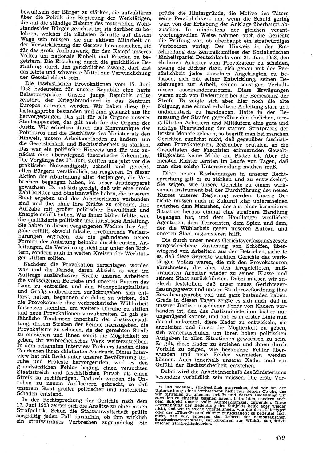 Neue Justiz (NJ), Zeitschrift für Recht und Rechtswissenschaft [Deutsche Demokratische Republik (DDR)], 7. Jahrgang 1953, Seite 479 (NJ DDR 1953, S. 479)