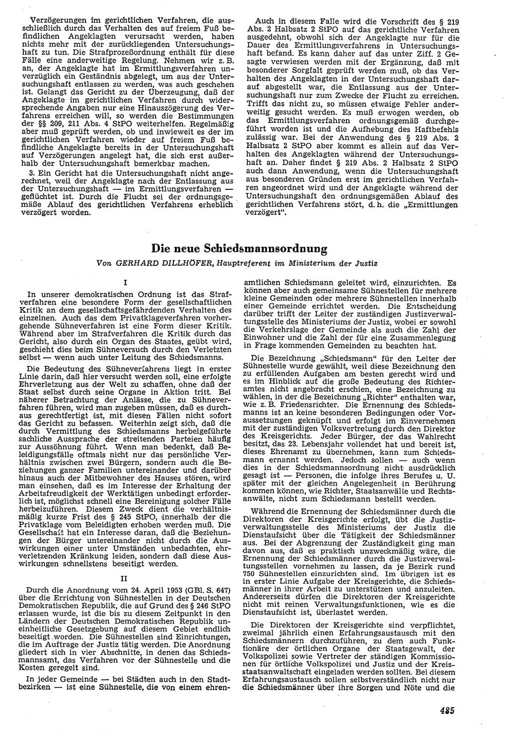 Neue Justiz (NJ), Zeitschrift für Recht und Rechtswissenschaft [Deutsche Demokratische Republik (DDR)], 7. Jahrgang 1953, Seite 485 (NJ DDR 1953, S. 485)