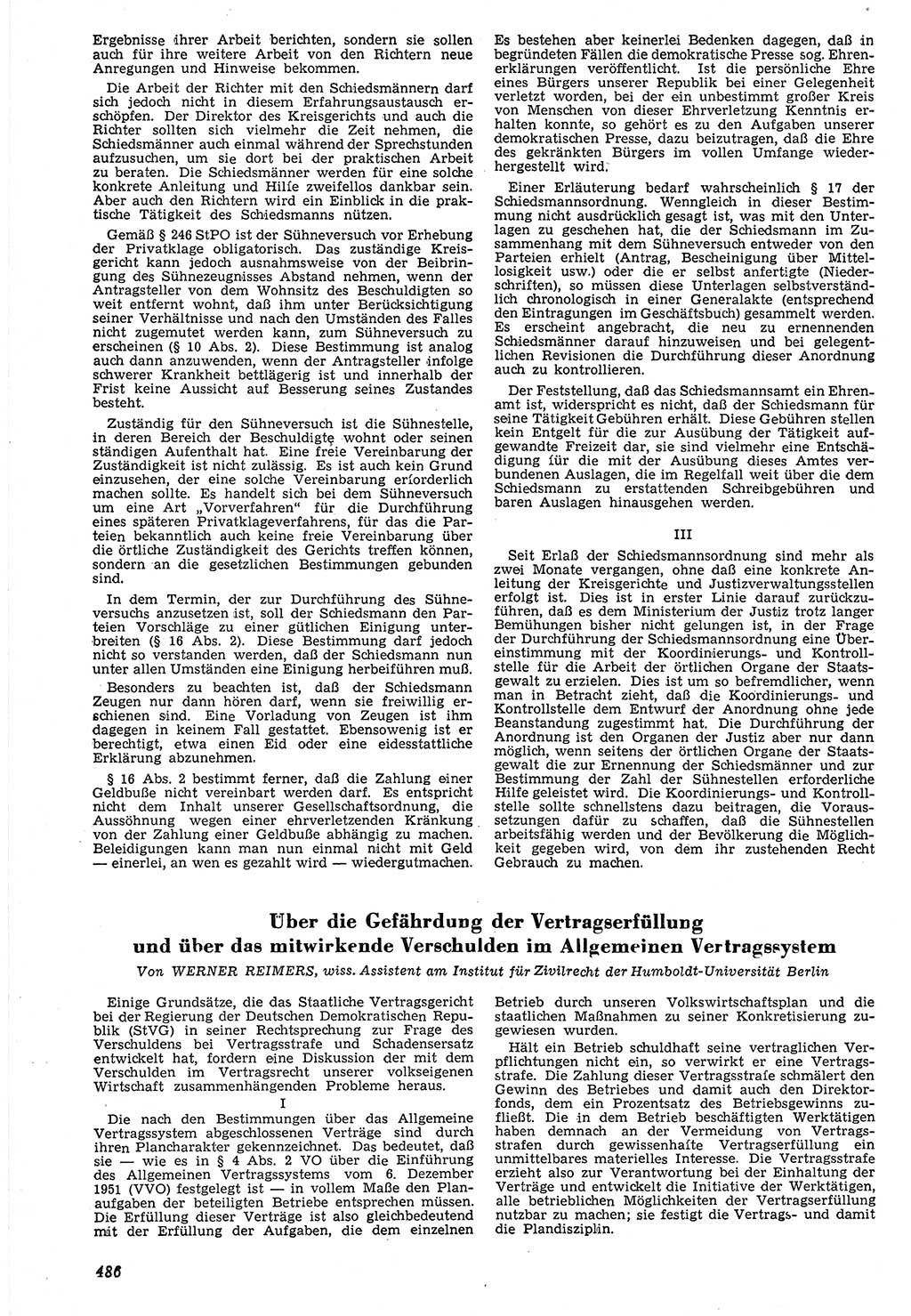 Neue Justiz (NJ), Zeitschrift für Recht und Rechtswissenschaft [Deutsche Demokratische Republik (DDR)], 7. Jahrgang 1953, Seite 486 (NJ DDR 1953, S. 486)