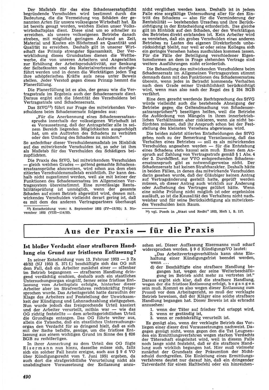 Neue Justiz (NJ), Zeitschrift für Recht und Rechtswissenschaft [Deutsche Demokratische Republik (DDR)], 7. Jahrgang 1953, Seite 490 (NJ DDR 1953, S. 490)