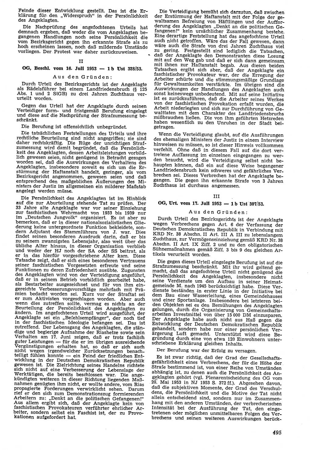 Neue Justiz (NJ), Zeitschrift für Recht und Rechtswissenschaft [Deutsche Demokratische Republik (DDR)], 7. Jahrgang 1953, Seite 495 (NJ DDR 1953, S. 495)