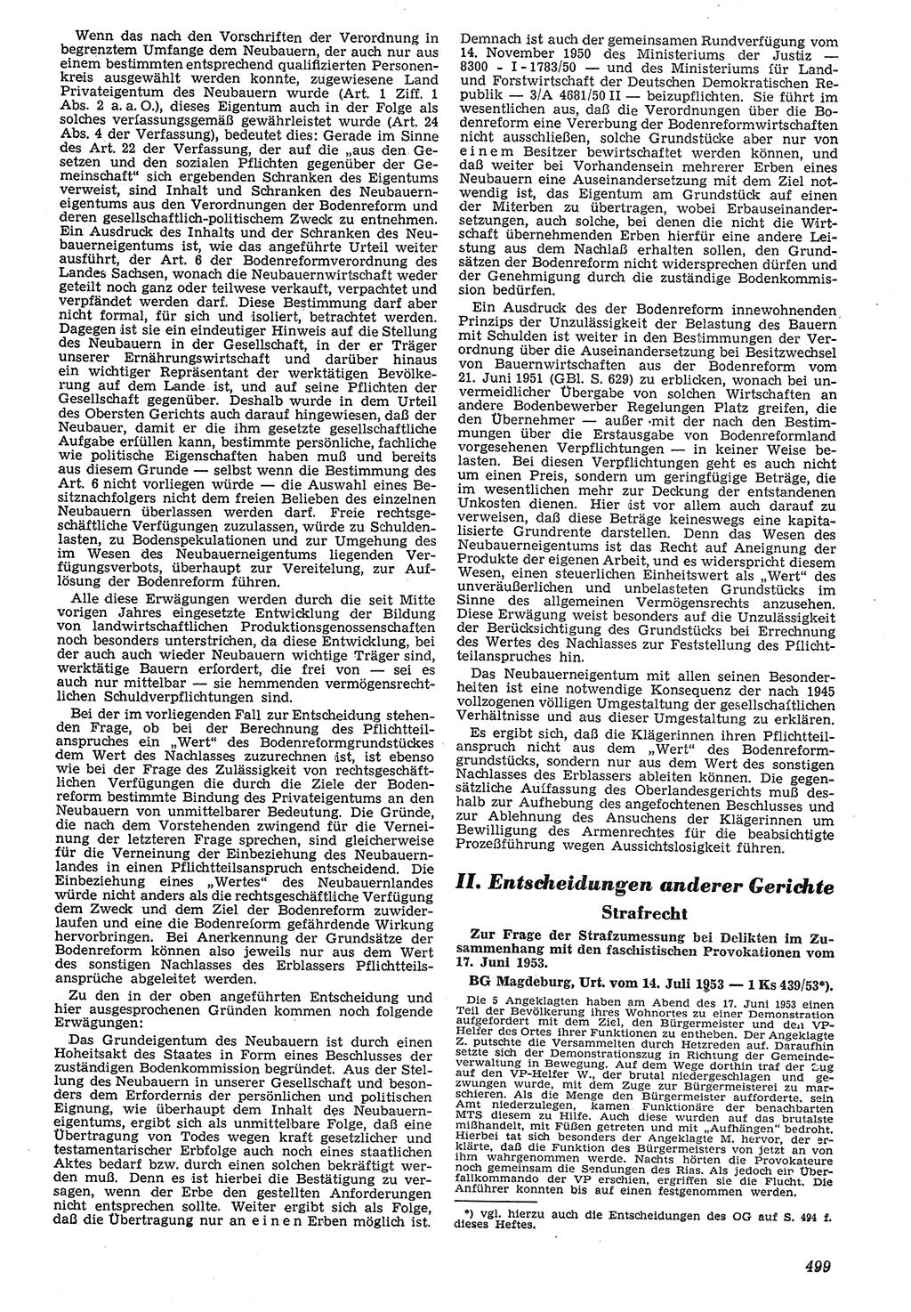 Neue Justiz (NJ), Zeitschrift für Recht und Rechtswissenschaft [Deutsche Demokratische Republik (DDR)], 7. Jahrgang 1953, Seite 499 (NJ DDR 1953, S. 499)