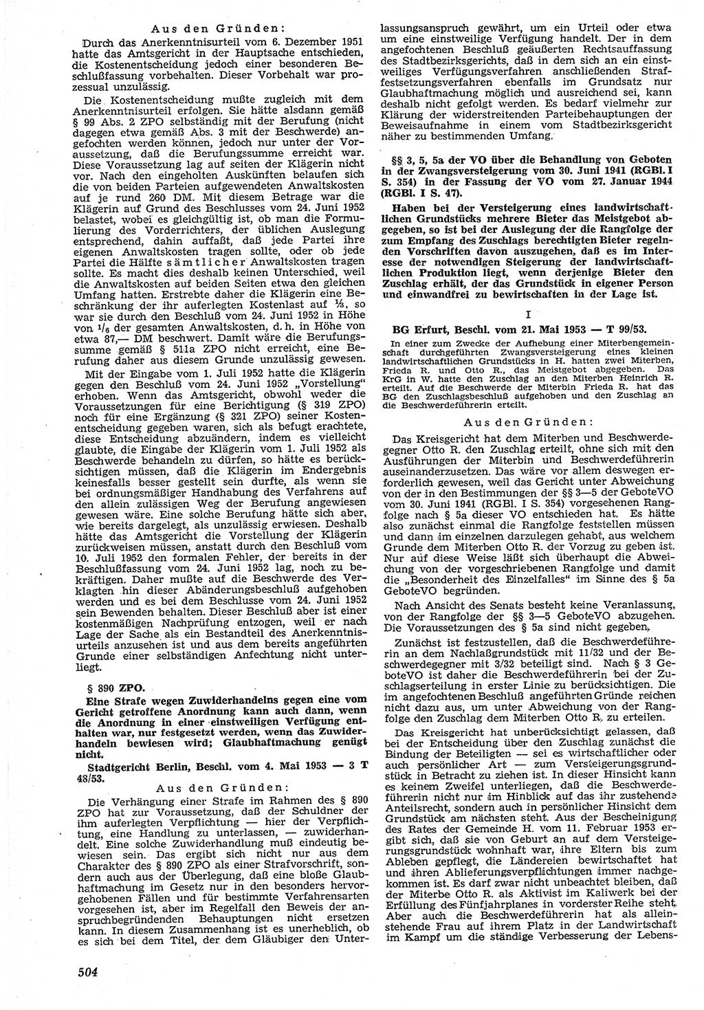 Neue Justiz (NJ), Zeitschrift für Recht und Rechtswissenschaft [Deutsche Demokratische Republik (DDR)], 7. Jahrgang 1953, Seite 504 (NJ DDR 1953, S. 504)