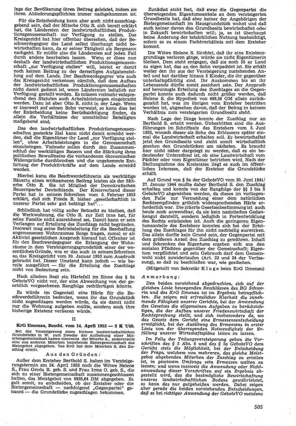 Neue Justiz (NJ), Zeitschrift für Recht und Rechtswissenschaft [Deutsche Demokratische Republik (DDR)], 7. Jahrgang 1953, Seite 505 (NJ DDR 1953, S. 505)