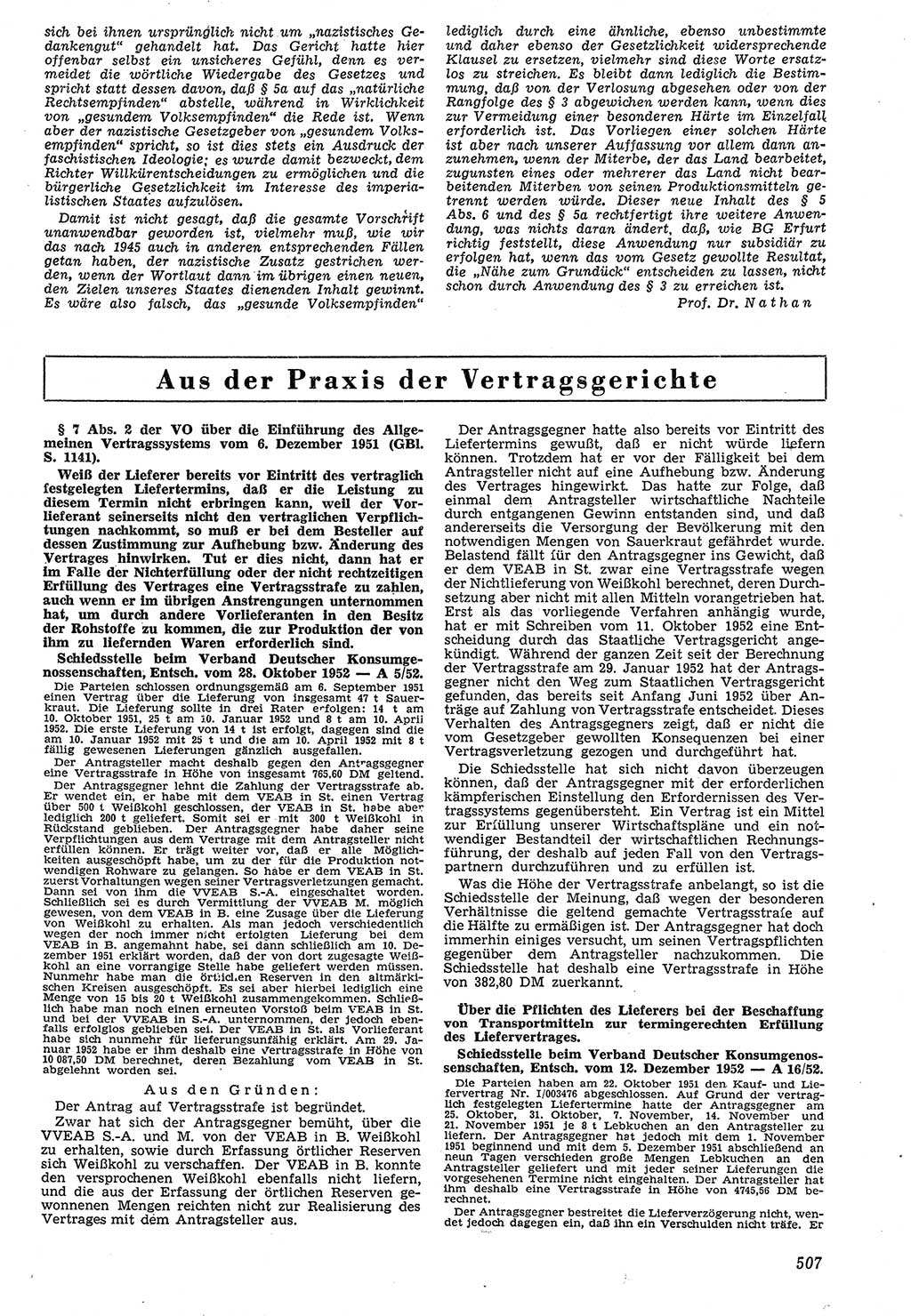 Neue Justiz (NJ), Zeitschrift für Recht und Rechtswissenschaft [Deutsche Demokratische Republik (DDR)], 7. Jahrgang 1953, Seite 507 (NJ DDR 1953, S. 507)