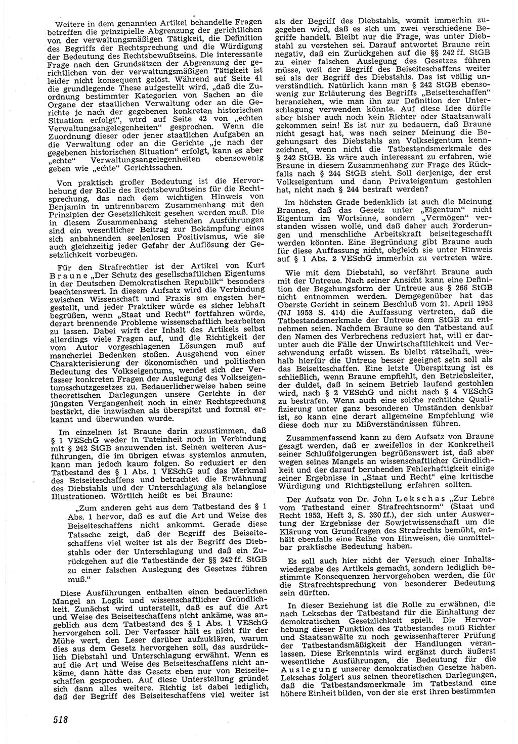 Neue Justiz (NJ), Zeitschrift für Recht und Rechtswissenschaft [Deutsche Demokratische Republik (DDR)], 7. Jahrgang 1953, Seite 518 (NJ DDR 1953, S. 518)