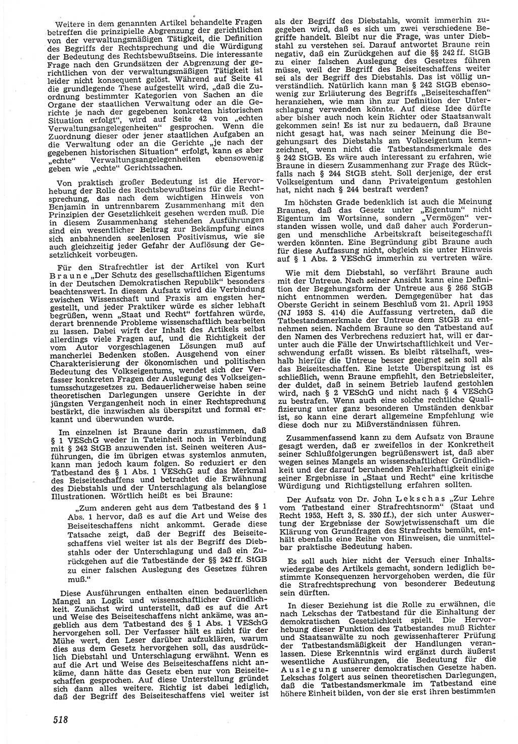 Neue Justiz (NJ), Zeitschrift für Recht und Rechtswissenschaft [Deutsche Demokratische Republik (DDR)], 7. Jahrgang 1953, Seite 518 (NJ DDR 1953, S. 518)