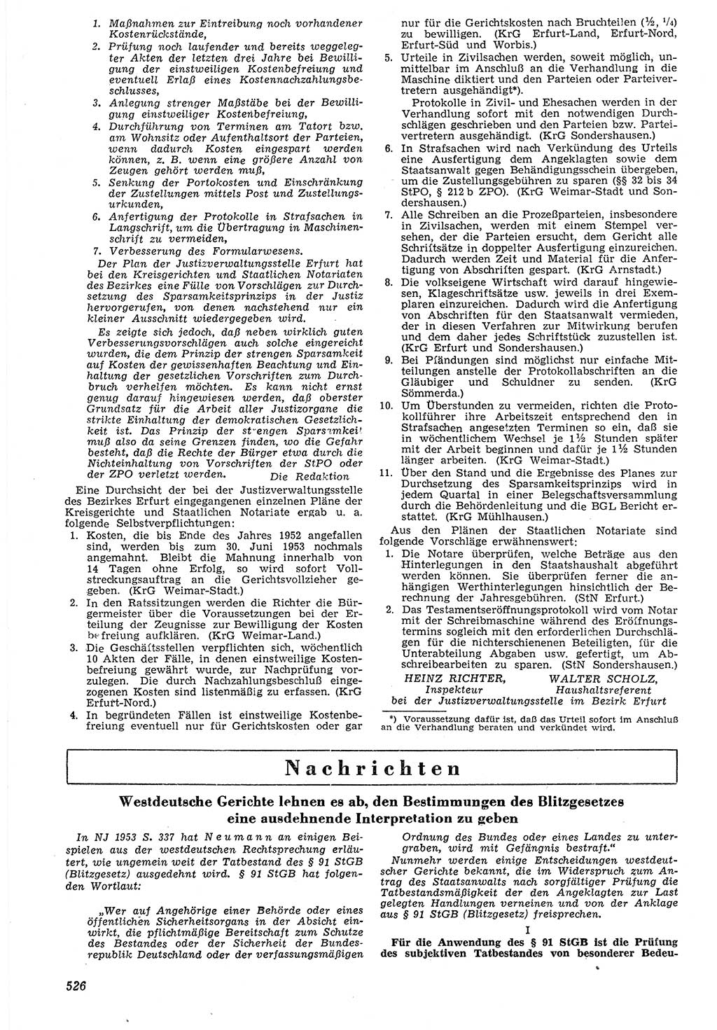 Neue Justiz (NJ), Zeitschrift für Recht und Rechtswissenschaft [Deutsche Demokratische Republik (DDR)], 7. Jahrgang 1953, Seite 526 (NJ DDR 1953, S. 526)