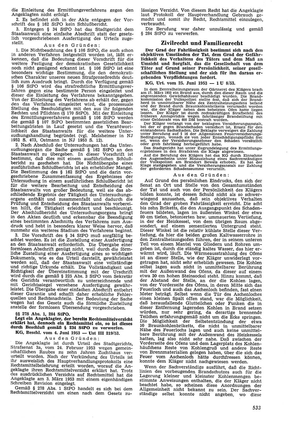 Neue Justiz (NJ), Zeitschrift für Recht und Rechtswissenschaft [Deutsche Demokratische Republik (DDR)], 7. Jahrgang 1953, Seite 533 (NJ DDR 1953, S. 533)