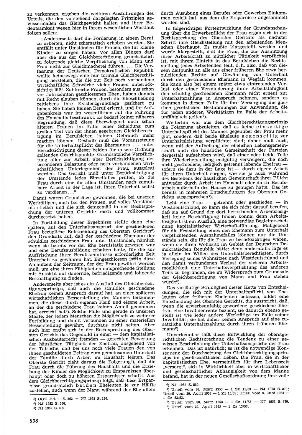Neue Justiz (NJ), Zeitschrift für Recht und Rechtswissenschaft [Deutsche Demokratische Republik (DDR)], 7. Jahrgang 1953, Seite 538 (NJ DDR 1953, S. 538)
