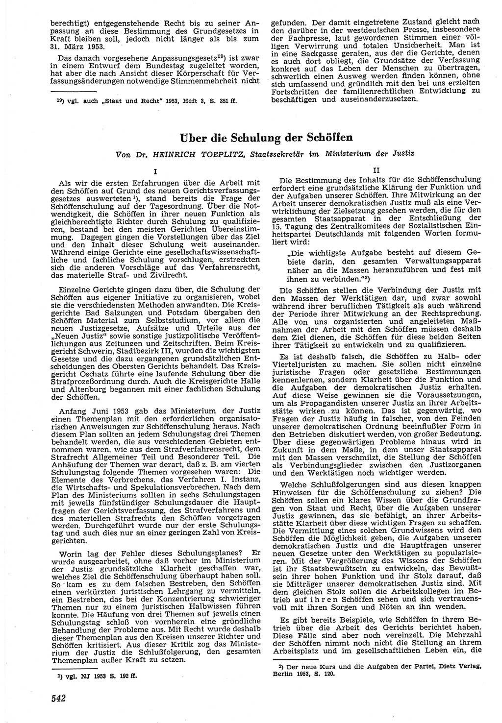 Neue Justiz (NJ), Zeitschrift für Recht und Rechtswissenschaft [Deutsche Demokratische Republik (DDR)], 7. Jahrgang 1953, Seite 542 (NJ DDR 1953, S. 542)