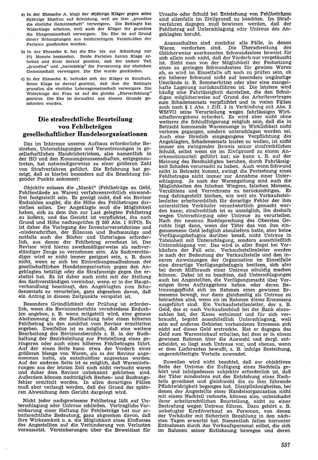 Neue Justiz (NJ), Zeitschrift für Recht und Rechtswissenschaft [Deutsche Demokratische Republik (DDR)], 7. Jahrgang 1953, Seite 557 (NJ DDR 1953, S. 557)