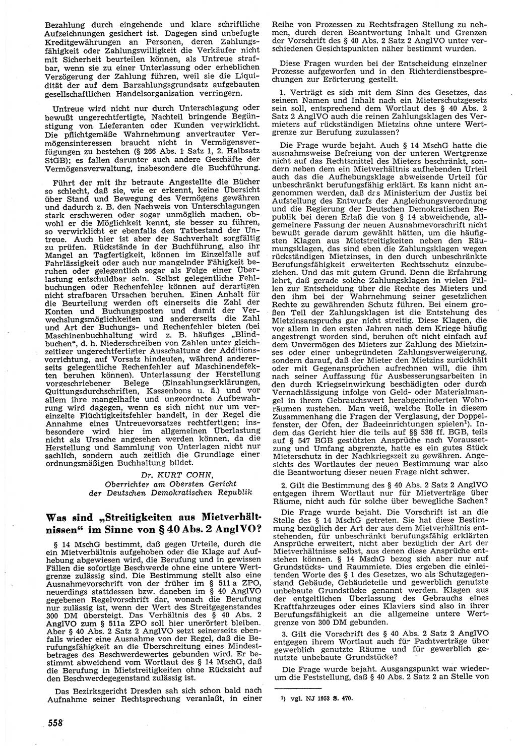 Neue Justiz (NJ), Zeitschrift für Recht und Rechtswissenschaft [Deutsche Demokratische Republik (DDR)], 7. Jahrgang 1953, Seite 558 (NJ DDR 1953, S. 558)