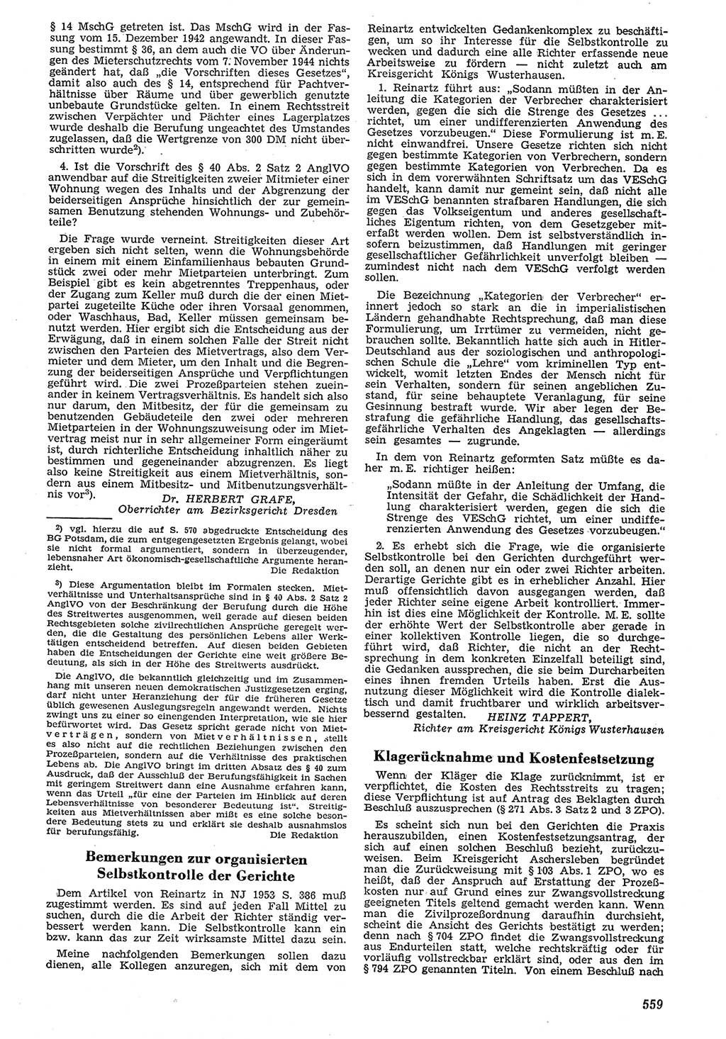 Neue Justiz (NJ), Zeitschrift für Recht und Rechtswissenschaft [Deutsche Demokratische Republik (DDR)], 7. Jahrgang 1953, Seite 559 (NJ DDR 1953, S. 559)